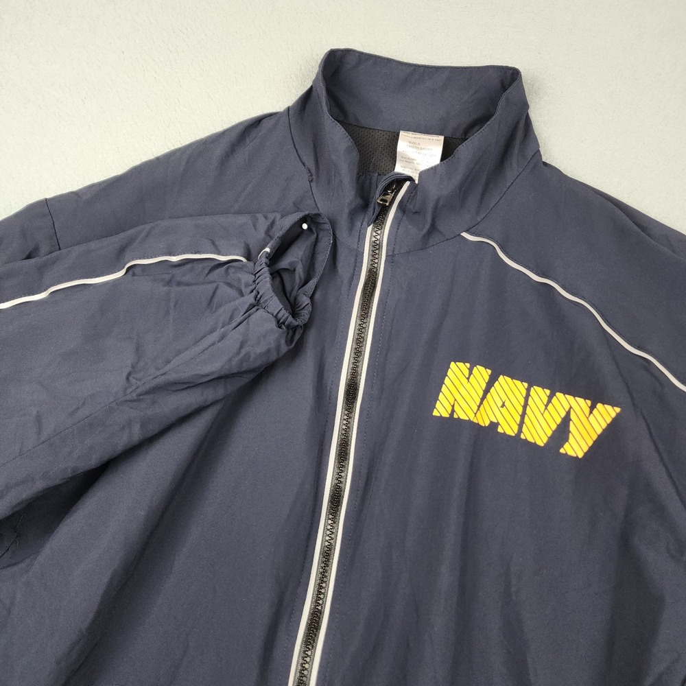 US Navy Running Windbreaker Jacket Mens Small Blue SND Full Zip Reflective USA